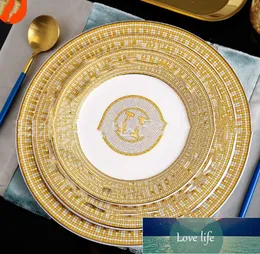Conjunto de talheres de cerâmica clássico, placa de mosaico de cerâmica doméstica, amostra redonda, prato de bife, mesas de cozinha ocidental, quantidade por atacado