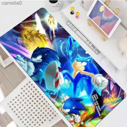 Mouse Pads Bilek Dinlenme Oyun Mouse Pad Anime Sonic Büyük Mouse Pad XXL PC Oyuncu Bilgisayar Fare Mat Bilgisayar Masası Mat Sevimli Kauçuk Fare Padl231221