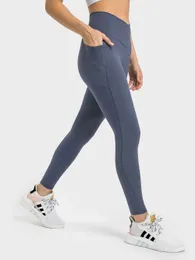 Yoga Outfit Nepoagym 25 No Front Seam Women Yoga Leggings With Side Pockets  Cross Waist Workout Legging Fitness Sport Pants For RunningL231221 From  13,57 €