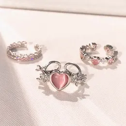Pink Love Herz klingelt für Frauen, die Persönlichkeit eröffnen Dorn Finger Ring Fashion Sweet Girls Schmuck Hochzeitsfeier Accessoires 2023 231221