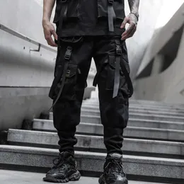 Unisex Ribbon Functional Multi-Pocket Overalls Tactical Military Jogger Cargo Pants for Men's Clothing Haruku Streetwear Zaful