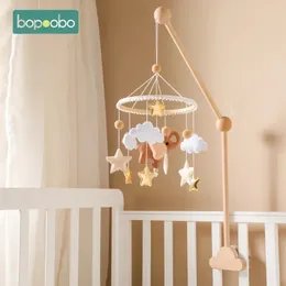 Baby Cute Elephant Mobile Hanging Rattles Toy Wood 0-12 månader Bed Bell Hanger Crib Mobil Bell Bell Wood Holder Arm Bracket 231221