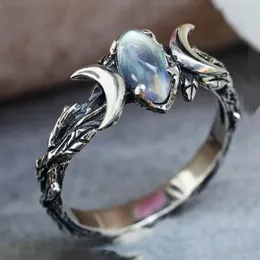 Anello di tensione a doppia luna in argento tibetano anello gemtone geometrico di design del chiaro di luna geometrica su anelli di gioielleria per donne regalo 231221