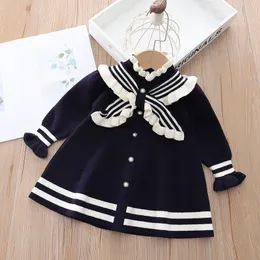 Girls Knitting Wool Long Sleeve Dress Spring Autumn Girls Baby Knitted Princess Sweater Dress Casual Clothes