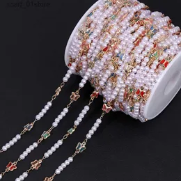 Pasy łańcucha talii kryształowe koraliki motylowe imitacja Pearl Beaded Cain Link do biżuterii Making Bracelets Bracelets w talii naszyjnik 231221