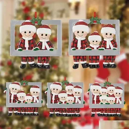 Dekoracje świąteczne świąteczne ozdoby wisiorek DIY Osobiste dekoracje drzewa genealogicznego Ramka spersonalizowana dla domu Navidad wiszące nowe dhotk