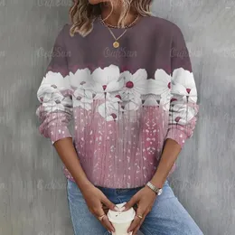 女性のパーカー女性のための花の絵画長い袖のシャツ3Dプリントラウンドネック秋の冬のプルオーバーデイリースウェットシャツ