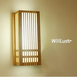 LED BAMBAME WALL SCONCE WOOD LAMP JAPANスタイル照明リビングルームレストランバーカフェエルベッドルームホールイザカヤロビーナチュラルバム265N