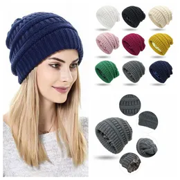 サテンの布インナー編み帽子9色暖かい冬の羊毛ハットファッションキャップ9色編みキャップパーティーハットQ848