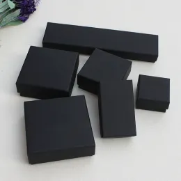 Jewelry Gift Retail Boxes Black Kraft Paper Packing Bracelet Necklace Ring Ear Nail Box Christmas New Year Gift Customize 6 size TH1237