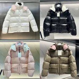 Women Designer Down Parkas Distintivo ricamato in piedi per il colletto Splice Giacca luminosa inverno autunno sciolto pane caldo addensato