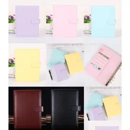 Outras fontes de festa festiva A6 8 cores criativas à prova d'água Arons Binder Hand Ledger Notebook Shell Loose-Leaf Notepad Diário Stat Dhjpi