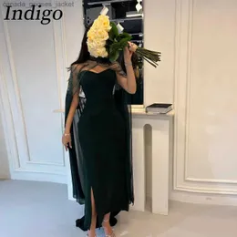 Two Piece Dress Indigo Two Piece ning Dresses Strapless Shiny Shl Elegant Mermaid Backless Women Formal Party Dress 2024 Damen Abendkleider L231221