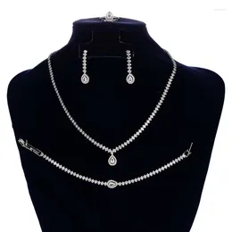 Necklace Earrings Set Jewelry HADIYANA Classic Shinning Wedding Bracelet Ring BN8328 For Women Bridal Engagement