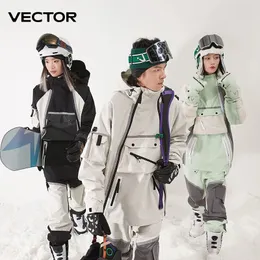 Vector Ski Jacket Herr- och kvinnors enda bräde Double Board Loose Warm Windproof Waterproof Professional Ski Jacket 231220