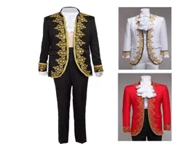Royal European Court Fancy Outfit Vintage Rococò Barocco Principe TopsPants Costume Cosplay per uomo BiancoNeroRosso2329131