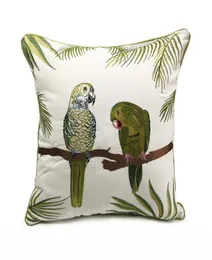 Роскошный чехол для подушки с вышивкой попугаев и растений, чехол для диванной подушки, холст, домашнее постельное белье, декоративная наволочка 18x18quot, Sel7715396