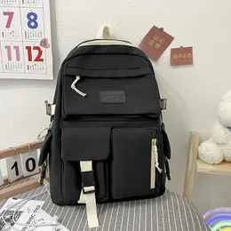 Zaino nero in tela di grande capacità Borsa da viaggio semplice leggera Zaino in tela Borsa da scuola per studenti Zaino in tela con cerniera per studenti 231220