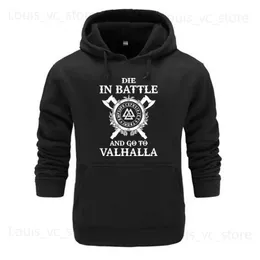 Felpe con cappucci da uomo odin vikings felpe per uomini muoiono in battaglia e vai a Valhalla Hoodie Crewneck Sweats.