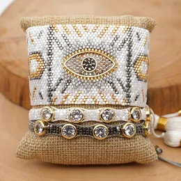 Takılar go2boho Türk kötü göz bilezik seti Miyuki Yunanca göz bileziği kadınlar için pulseras femme el yapımı boncuk dokuma mücevher hediyesi