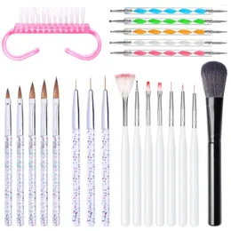 Nail Art Kits LULAA Conjunto Desenho Dotting Liner Pen Dust Brush Acessórios e Ferramentas Escovas para Manicure