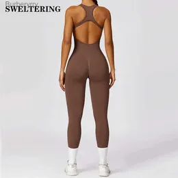 Active Sets Seamless One-Piece Women's Yoga Suit Dance Belly Tightening Fitness Workout Set Stretch Bodysuit Gym Clothes Push Up SportswearL231221