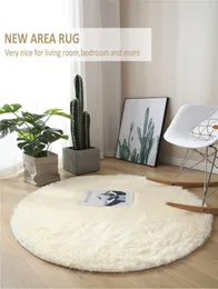 Puszysty okrągły dywan do salonu stały kolor zagęszcza miękkie sztuczne futra dywaniki sypialnia pluszowa kudła dywan dla dzieci matka podłogowa 25518359