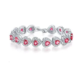 LuckyShine Christmas Day Two Pieces Lot 925 Silver Plated FashionForward Heart Red Green White Topaz Crystal Armband B1058208A