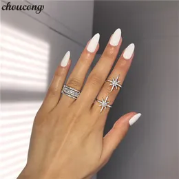 Choucong Star Star Promise Ring 5A Zircon Stone Real 925 Sterling Silver Wedding Band Rings for Women Men Party Jewelry295L