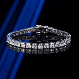 Princess Cut Moissanite Diamond Bangle Bangelet 100 ٪ REAL 925 Sterling Silver Wedding Bracelet