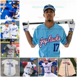 College Kansas Jayhawks Baseball Jersey anpassade valfritt namn valfritt nummer alla sömmar Jake Baker John Nett Colton Wemhoff Reese Dutton Hunter Cranton Sam Hunt