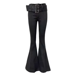 Autunno femminile New Fashion Black High High Waist Breat Fire jeans for Girls Slim Fit Pants Long Floor Long Abbigliamento da donna YQ231220