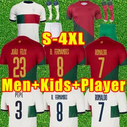 3XL 4XL 2023 24 maglie da calcio portoghesi Uomo kit bambini RONALDO JOAO FELIX casa lontano maglia da calcio BERNARDO Camisa de futebol set completo versione giocatore donna adulto bambino