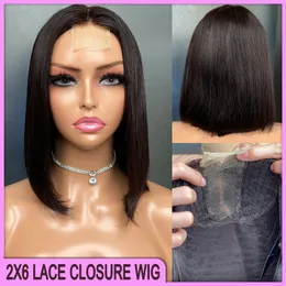 Wholesale Price Malaysian Peruvian Indian Natural black 100% Raw Virgin Remy Human Hair Silky Straight 2x6 Transparent lace closure Wig