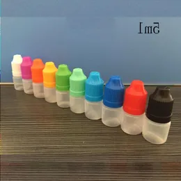 100 Stück 5 ml Kunststoff-Tropfflaschen, kindersichere Kappen, Spitzen aus LDPE für E-Dampf-Zigarettenflüssigkeit, 5 ml