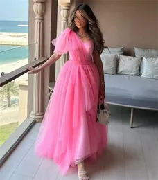 One Shoulder Tulle Prom Evening Dress Mordern Sleeveless Floor Length Simple Charming Custom Made