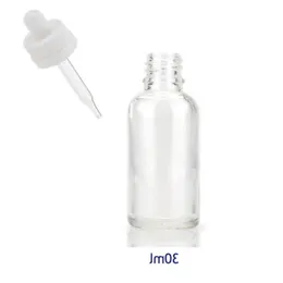 660pcs Lot Glass Eye Dropper Clear Bottle 30ml 휴대용 아로마 테라피 estenial 오일 병이있는 자녀 방지 뚜껑 GWBMC