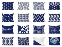 CUSHionDecorative Pillow Blue Navy Cushion Cover 4545cm Polyester Geometric Decorative Pillows Home Decoration Throw Pillowcase2456427