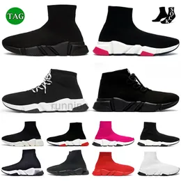 2024 Sock Shoes Speed Trainer Mens Womens Plate-Forme Sapatilhas Graffiti Bege Clearsole Tripler S Vintage Paris 17fw Designer Casual Meias Esportes