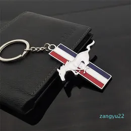 Fit For Ford Mustang 3D Car Gift Running Horse Chrome Metal Genuine Key Ring Auto logo KeyChain Car Keyring Car Styling