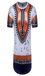 Afrika Dashiki Longline T Shirt Erkekler 2020 Yaz Yeni Kısa Kollu Ekstra Uzun Erkek T gömlek Hip Hop Tees Camisetas Hombre7543293