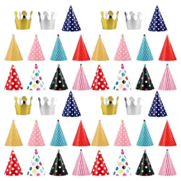 44pcs Kinder Geburtstagshut -Papier -Cap Birthday Party PO Requisiten Haustierhunde Kopfband Kinder Geburtstagsfeier Hut 231220