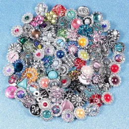 Hela 50st Lot Mixed Metal 18mm Snap Button Jewelry Metal Rhinestone Snap Button Charms för DIY Jewelry298p