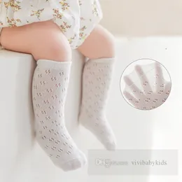 2024 Summer little girls thin princess socks kids hollow knitted 3/4 knee high sock baby cotton soft breathable legs Z6214