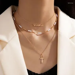 Ожерелья с подвесками, маленькое человеческое жемчужное письмо, трехслойное ожерелье, темперамент, корейская версия, мульти-шейная цепочка