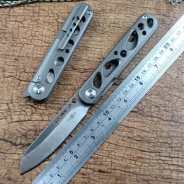 Knife TWOSUN Folding Knife D2 Satin Blade Ceramic Ball Bearing Washer Hollowedout Titanium Handle Pocket Knife EDC TS294