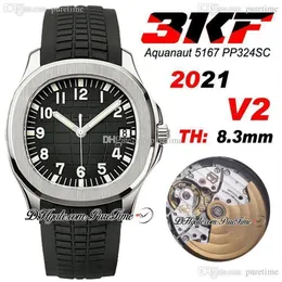 2021 3KF V2 5167A A324SC MENS AUTOMATICO Custodia in acciaio D-grigio Dialta Dialtura Dialdata in gomma nera Cingcio di gomma Nera Puretime PTPP Swiss M335H