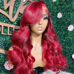 Wigs Free Part Red Body Wave Wigs 13x4 Lace Front Human Hair Wig Colored Blue/pink /blonde/grey HD Transparent Lace Frontal Wig for Wom