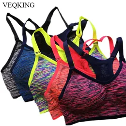 VEQKING Quick Dry Sports Bra Women Padded Wirefree Adjustable Shakeproof Fitness Underwear Push Up Seamless Yoga Running Tops 231221