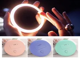 Mini Luminous Makeup Mirror Portable Cute Led Hd Smart Roud Makeup Mirror Box With Light For Women Outdoor Wear Makeup Tools6828133